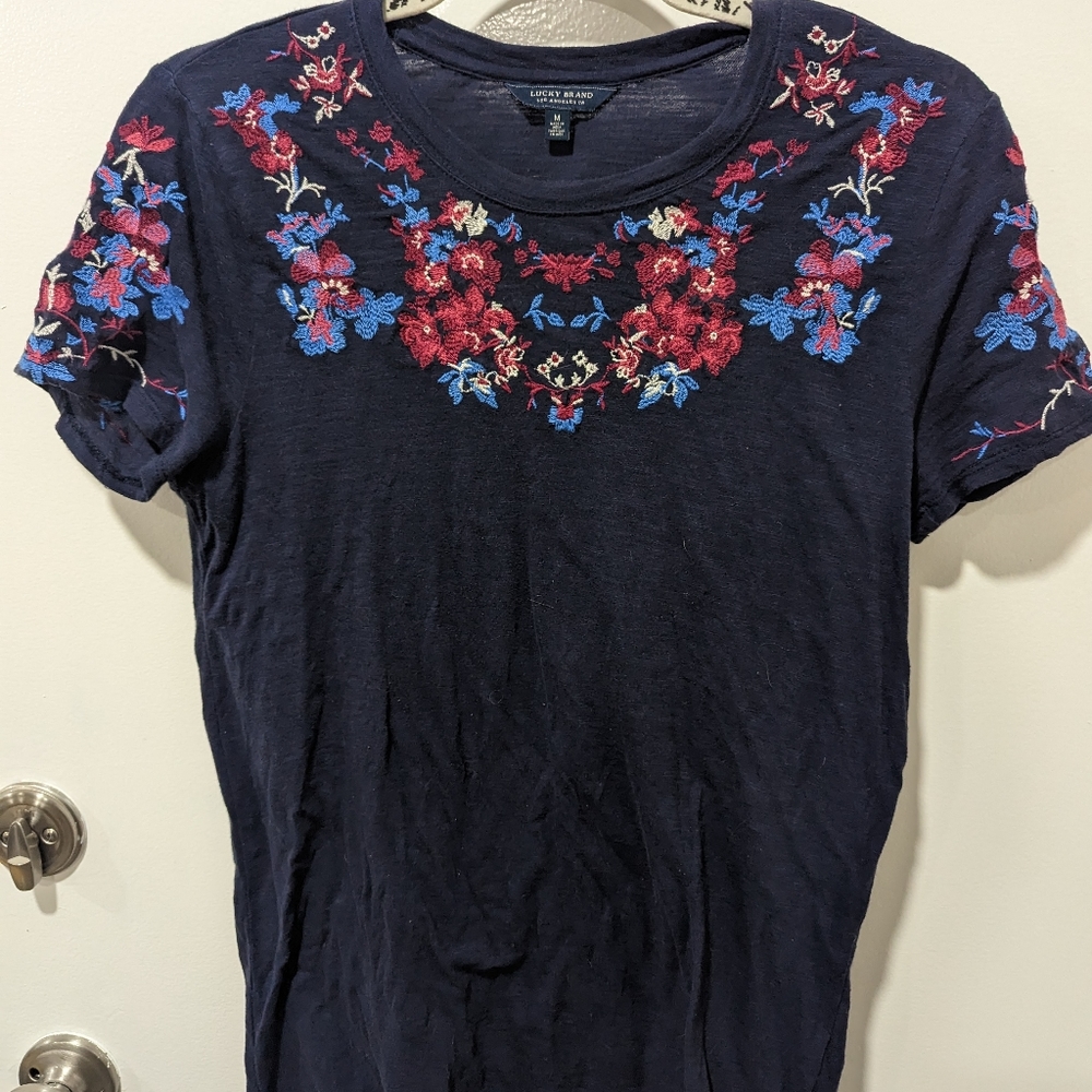 Lucky Brand embroidered floral t-shirt
